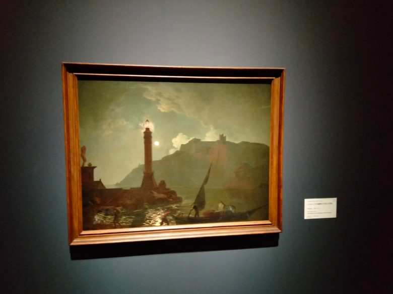 ジョゼフ・ライト・オブ・ダービー「トスカーナの海岸の灯台と月光」